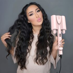 Three Barrel Hair Curling Wands With LCD Temperature Display - Ceramic Tourmaline Triple Barrels; Anion; 60 Minute Timed Shutdown; 17 Gear Temper (Items: LCD Display 1.25IN)
