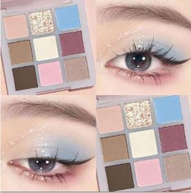 9 colors Shiny Eyeshadow Palette Matte Butter and Orange Brown Plate Earth-toned shimmering pearlescent  2025 new (Color: NEW style5-the blue)